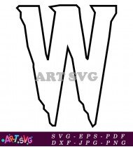 Free Vector Outline of Letter W in Black SVG