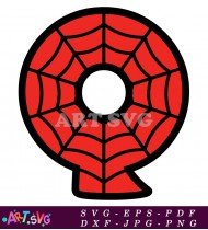 Red Spider-Man Alphabet Letter Q With Web SVG