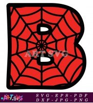 Red Spider-Man Alphabet Letter B With Web SVG