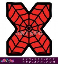 Red Spider-Man Alphabet Letter X With Web SVG