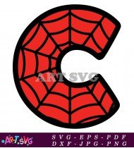 Red Spider-Man Alphabet Letter C With Web SVG