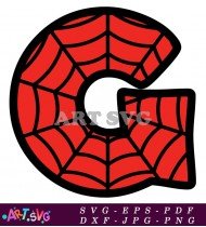 Red Spider-Man Alphabet Letter G With Web SVG