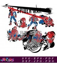 Spider-Man Cartoon Comic Character Silhouette SVG