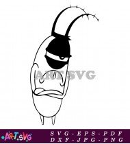 Plankton Cartoon Character Black and White Graphic SVG