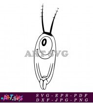 Plankton Cartoon Character Black and White Artwork SVG