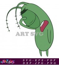 Plankton Cartoon Character Green and White Design SVG