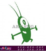 Green Plankton Silhouette with Single Big Eye SVG 1