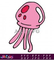 Cartoon Jellyfish Character Coloring Page SVG