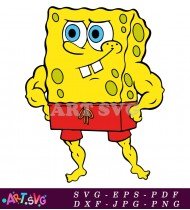 Cartoon Spongebob Squarepants Muscle Drawing SVG