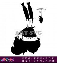 Black and White Cartoon Crab Silhouette SVG