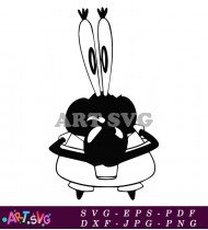 Black and White Cartoon Crab Image SVG