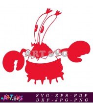 Red and White Cartoon Crab Outline SVG