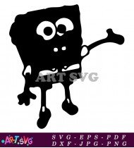 SpongeBob SquarePants Cartoon Character Black White Design SVG 3