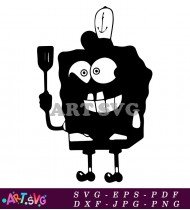 Spongebob Squarepants Cartoon Character Black and White SVG 1