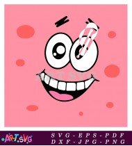 Cartoon Character Spongebob Squarepants Pink Smiling Face SVG