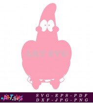 Pink Silhouette Cartoon Character With Mouth Closed SVG