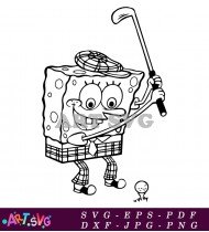 Spongebob Squarepants Cartoon Character Playing Golf SVG