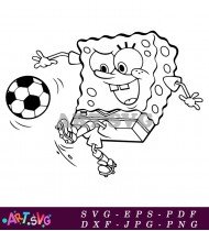 Spongebob Squarepants Cartoon Character Kicking Soccer Ball SVG 1