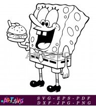 Spongebob Squarepants Cartoon Character Holding Hamburger SVG