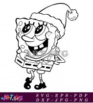 Spongebob Squarepants Cartoon Character Wearing Santa Hat SVG