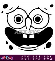 Spongebob Squarepants Cartoon Character Face Coloring Page SVG 2