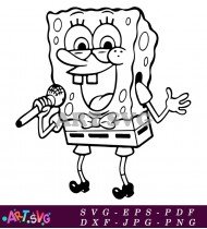 Spongebob Squarepants Cartoon Character Singing Coloring Page SVG