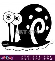 Black and White Snail Cartoon Illustration SVG