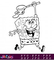 Spongebob Squarepants Funny Expression Coloring Page SVG