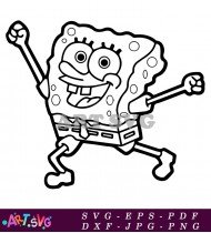 Spongebob Squarepants Holding a Net Coloring Page SVG