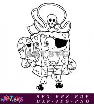 Spongebob Squarepants Pirate Coloring Page Printable SVG