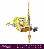 SpongeBob SquarePants Cartoon Character Climbing Rope Illustration SVG