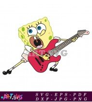 SpongeBob SquarePants Cartoon Character Playing Guitar Illustration SVG