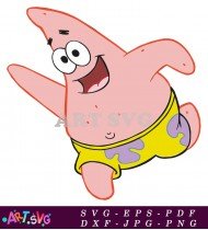 Cartoon Character Pink Starfish Running Yellow SVG