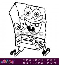 Spongebob Squarepants Cartoon Character Black And White SVG 5