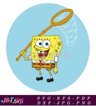 Cartoon Character Spongebob Squarepants With Net SVG