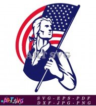 American Flag Logo With Patriotic Man SVG