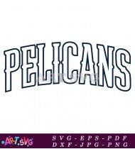 Pelicans Team Logo Blue White Black Font SVG