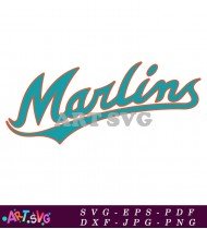 Miami Marlins Baseball Logo Design SVG