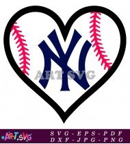 New York Yankees Baseball Heart Design Logo SVG