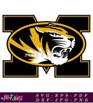 Missouri Tigers Mascot Logo With Yellow Stripes SVG