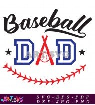 Baseball Dad Vector Illustration With Stitches SVG