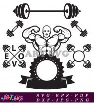 Muscle Man Fitness Gym Logo Design SVG