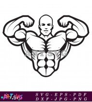 Muscular Man Bodybuilder Silhouette Strength Training SVG