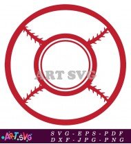 Red Baseball Stitching Circle With Circle Inside SVG