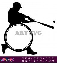 Silhouette Of Baseball Player Holding Bat SVG