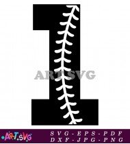 Black Baseball Number One Silhouette Design SVG