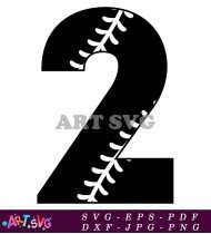 Baseball Stitched Number Two Silhouette Graphic SVG