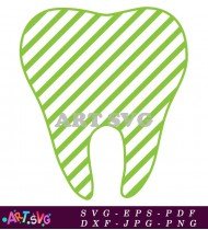 Green Striped Tooth With Black Outline SVG