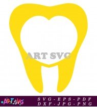 Yellow Tooth Outline With White Inside SVG