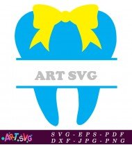 Blue Tooth with Yellow Bow Baby Shower SVG